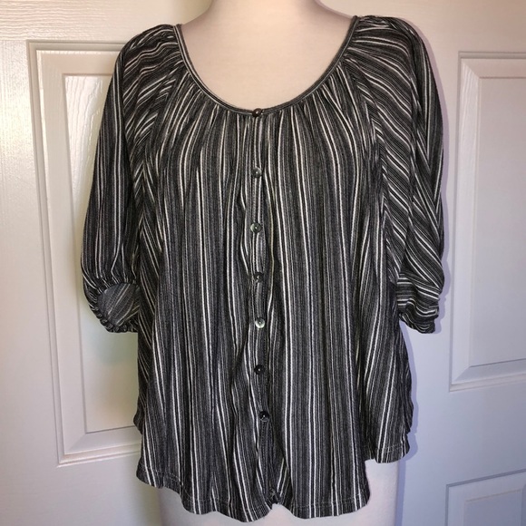 VICI Striped Puff Sleeve Top - Picture 3 of 4